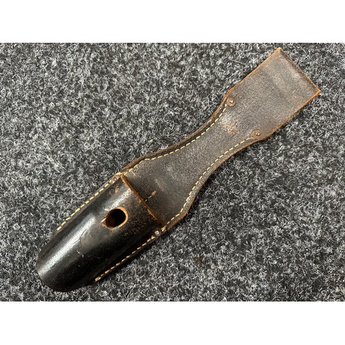 2322 - WW2 Third Reich Heer Bayonet Frog. Late war example in black leather without retaining strap. Maker ... 