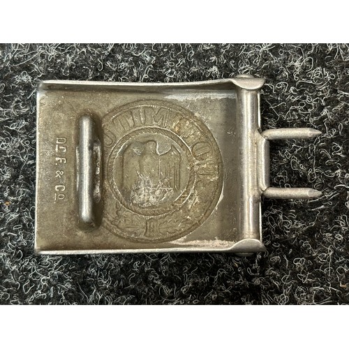 2328 - WW2 Third Reich Heer Belt Buckle in Alloy. De-nazified example. Maker marked 