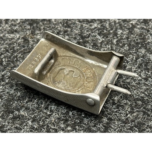 2328 - WW2 Third Reich Heer Belt Buckle in Alloy. De-nazified example. Maker marked 