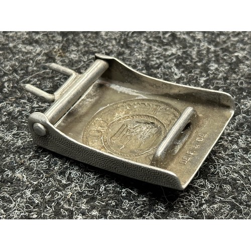 2328 - WW2 Third Reich Heer Belt Buckle in Alloy. De-nazified example. Maker marked 