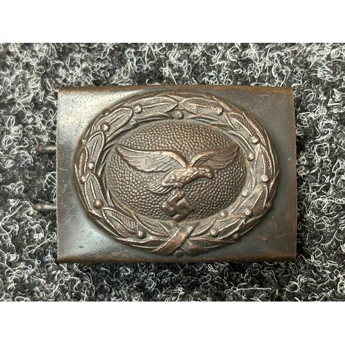 2330 - WW2 Third Reich Luftwaffe Belt Buckle in steel with original blue painted finish. No makers mark.