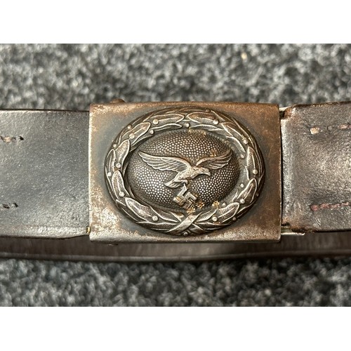 2331 - WW2 Third Reich Luftwaffe Belt and Buckle. The steel buckle retains some of it's original blue paint... 