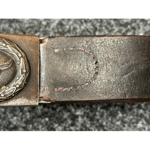 2331 - WW2 Third Reich Luftwaffe Belt and Buckle. The steel buckle retains some of it's original blue paint... 