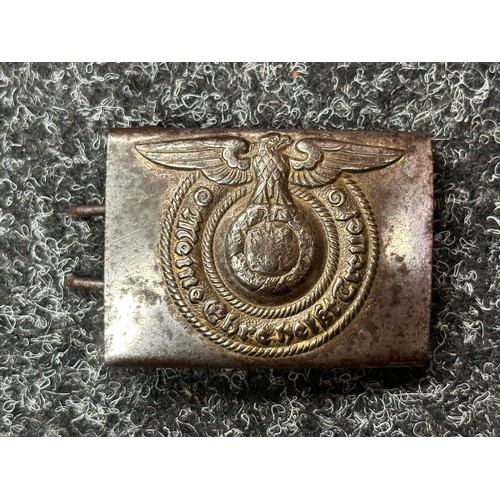 2333 - WW2 Third Reich Waffen SS Belt and Buckle. The steel belt buckle has been de-nazified. Some rust pit... 