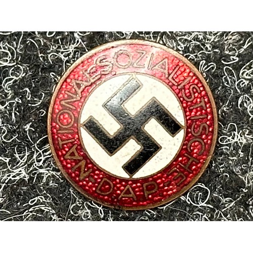 2334 - WW2 Third Reich NSDAP Enamel Membership badge. Maker marked RZM M1/6 for Karl Flensler, Pforzheim.