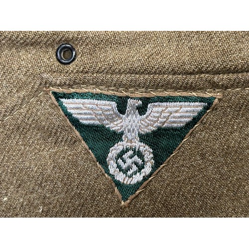 2337 - WW2 Third Reich SA Lagermutze complete with triangular Bevo flatwire eagle insignia with green backi... 