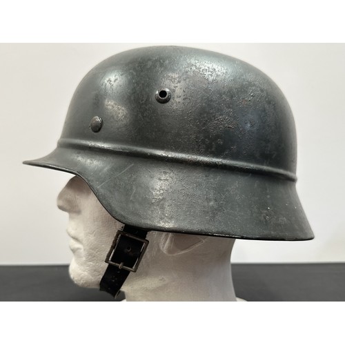 2343 - WW2 Third Reich Beaded M35 Steel Helmet with original field grey paint work. Shell is size and maker... 