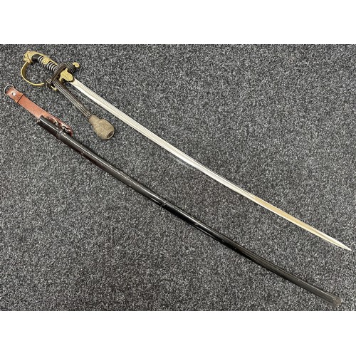 2345 - WW2 Third Reich Heer Officers Lion Head Sword with fullered single edged blade 865mm in length maker... 