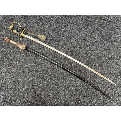 2345 - WW2 Third Reich Heer Officers Lion Head Sword with fullered single edged blade 865mm in length maker... 