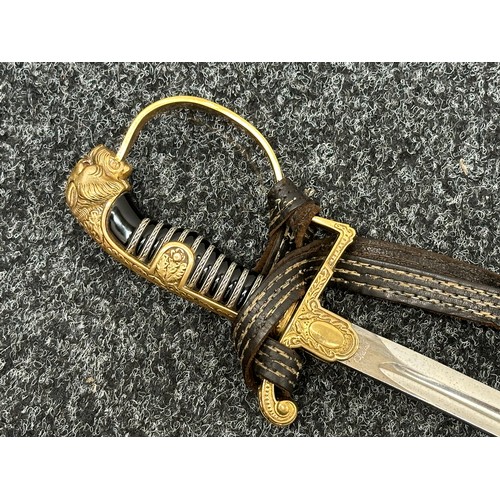 2345 - WW2 Third Reich Heer Officers Lion Head Sword with fullered single edged blade 865mm in length maker... 