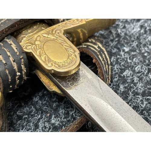 2345 - WW2 Third Reich Heer Officers Lion Head Sword with fullered single edged blade 865mm in length maker... 