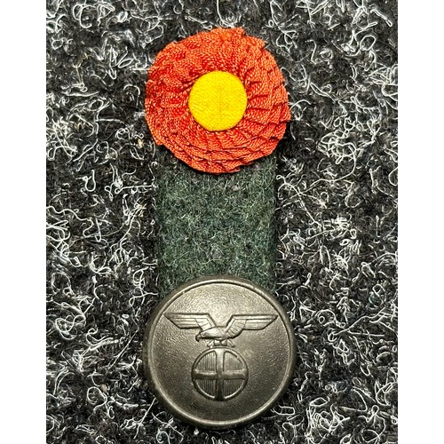 2348 - WW2 Third Reich Norwegian Nasjonal Samling Cap cockade. Metal button with NS Eagle and Sunwheel insi... 