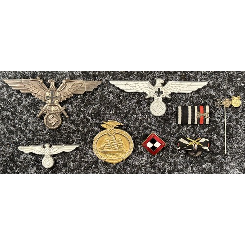 2353 - WW2 Third Reich insignia etc to include: Zoll cap eagle: NSKOV metal breast eagle, both without pins... 