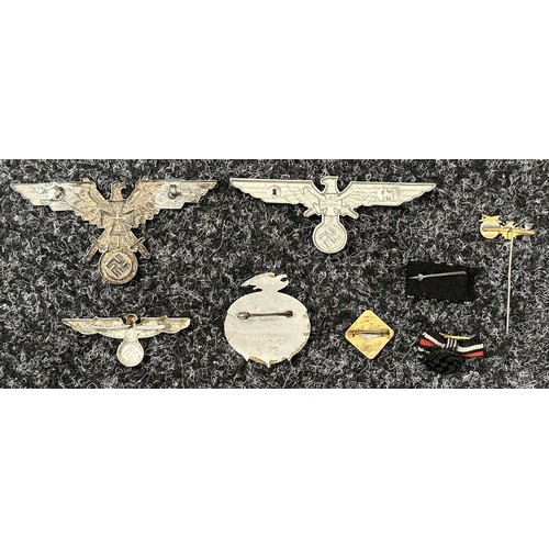 2353 - WW2 Third Reich insignia etc to include: Zoll cap eagle: NSKOV metal breast eagle, both without pins... 