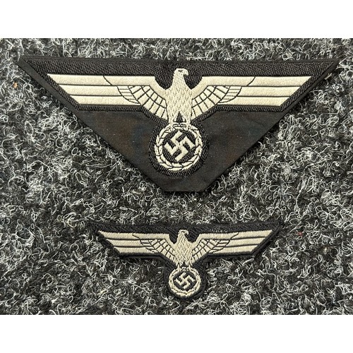 2354 - WW2 Third Reich Heer Panzer Bevo breast eagle in mouse grey, uncut unissued: Heer Panzer Bevo cap ea... 