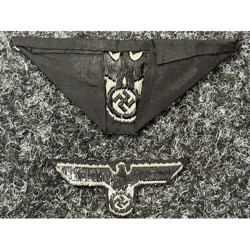 2354 - WW2 Third Reich Heer Panzer Bevo breast eagle in mouse grey, uncut unissued: Heer Panzer Bevo cap ea... 