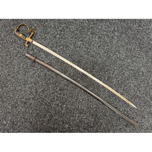 2360 - WW2 Third Reich Heer Officers Sword with single edged fullered blade 805mm in length, maker marked 