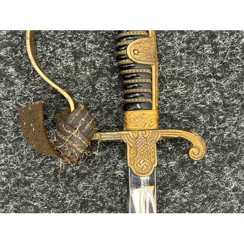 2360 - WW2 Third Reich Heer Officers Sword with single edged fullered blade 805mm in length, maker marked 