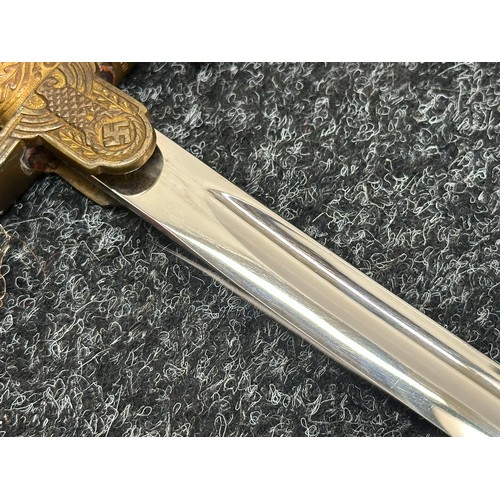 2360 - WW2 Third Reich Heer Officers Sword with single edged fullered blade 805mm in length, maker marked 