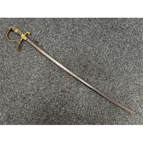 2360 - WW2 Third Reich Heer Officers Sword with single edged fullered blade 805mm in length, maker marked 