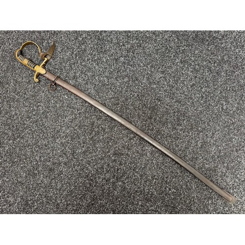 2360 - WW2 Third Reich Heer Officers Sword with single edged fullered blade 805mm in length, maker marked 