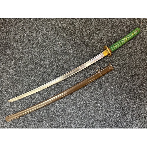 2369 - WW2 Imperial Japanese Army Type 95 NCO's sword with fullered single edged blade 695mm in length. Ser... 