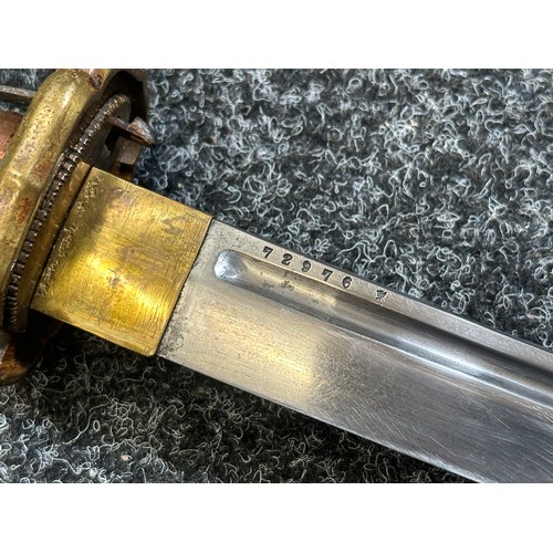 2369 - WW2 Imperial Japanese Army Type 95 NCO's sword with fullered single edged blade 695mm in length. Ser... 