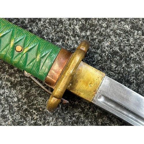 2369 - WW2 Imperial Japanese Army Type 95 NCO's sword with fullered single edged blade 695mm in length. Ser... 