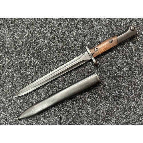 2377 - Egyptian Contract FN49 Bayonet with double edged double fullered blade 226mm in length. Wooden grips... 