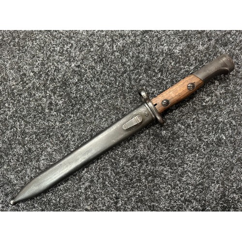 2377 - Egyptian Contract FN49 Bayonet with double edged double fullered blade 226mm in length. Wooden grips... 