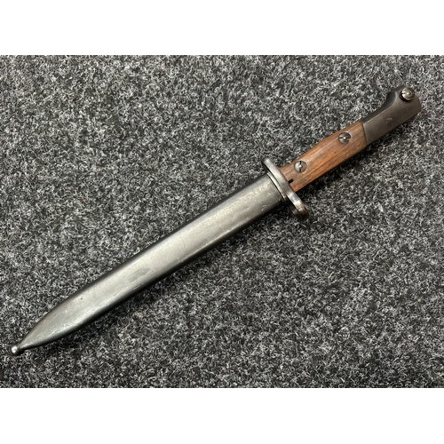 2377 - Egyptian Contract FN49 Bayonet with double edged double fullered blade 226mm in length. Wooden grips... 