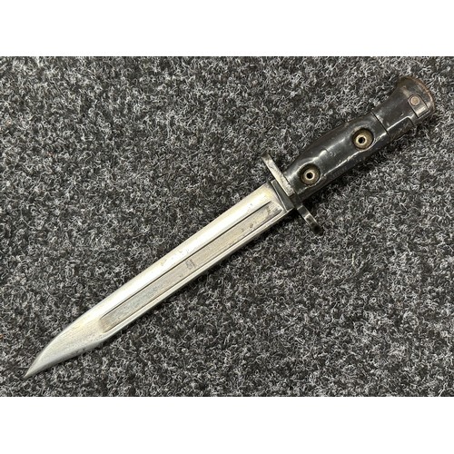 2378 - British L1A3 Bayonet for the SLR Rifle. Fullered bowie style blade 194mm in length. Ricasso marked B... 