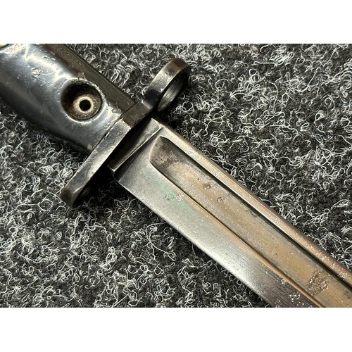 2378 - British L1A3 Bayonet for the SLR Rifle. Fullered bowie style blade 194mm in length. Ricasso marked B... 