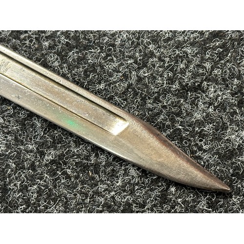 2378 - British L1A3 Bayonet for the SLR Rifle. Fullered bowie style blade 194mm in length. Ricasso marked B... 