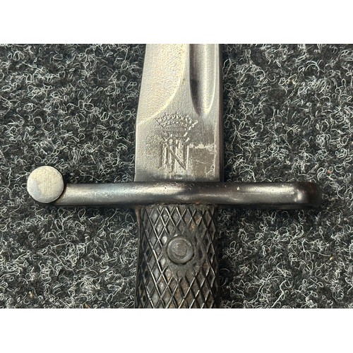 2380 - Spanish M1941 Mauser Bolo Bayonet with single edged fullered blade 247mm in length. Maker marked alo... 