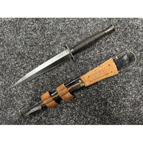 2385 - British Third Pattern Fairbairn-Sykes Fighting Knife with double edged blade 175mm in length maker m... 