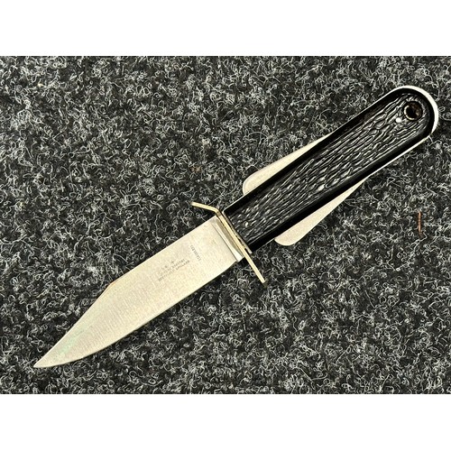 2387 - RAF MK.II flying suit survival knife with Bowie style stainless steel blade 100mm in length, maker m... 