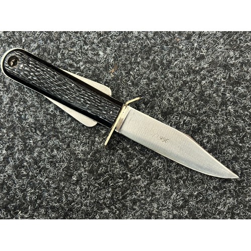 2387 - RAF MK.II flying suit survival knife with Bowie style stainless steel blade 100mm in length, maker m... 