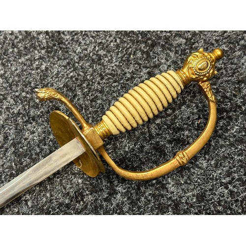 2392 - Spanish Court Sword with double edged plated blade 737mm in length marked 