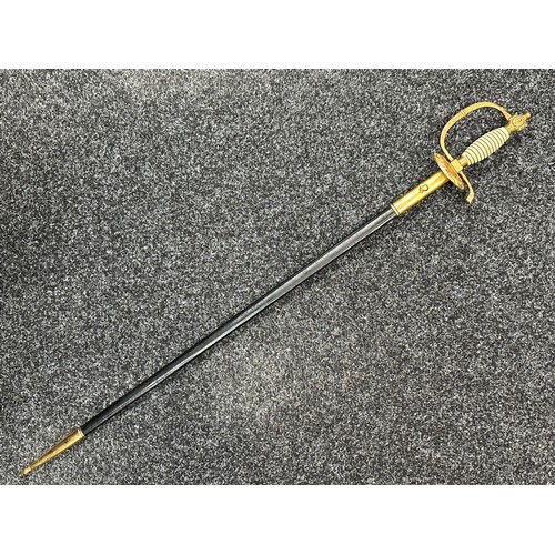 2392 - Spanish Court Sword with double edged plated blade 737mm in length marked 