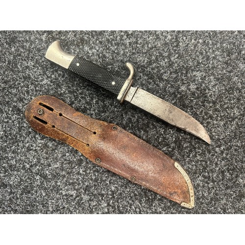 2397 - Scout Knife based upon the HJ knife with Bowie style blade 115mm in length, maker marked 