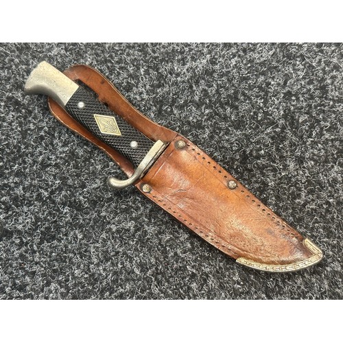 2397 - Scout Knife based upon the HJ knife with Bowie style blade 115mm in length, maker marked 