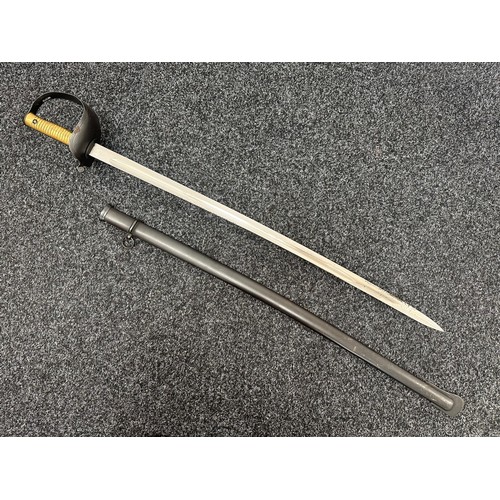 2401 - Brazilian Army Cavalry Sword with fullered single edged blade 820mm in length, etched makers mark 