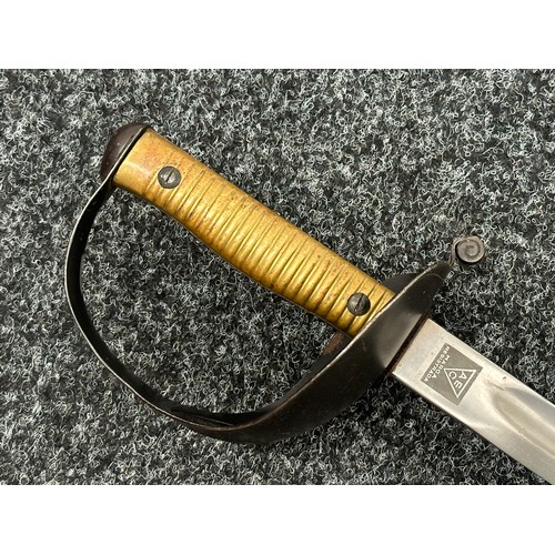 2401 - Brazilian Army Cavalry Sword with fullered single edged blade 820mm in length, etched makers mark 