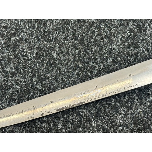 2401 - Brazilian Army Cavalry Sword with fullered single edged blade 820mm in length, etched makers mark 