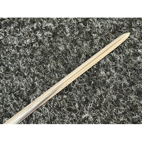 2402 - Masonic Sword with duble sided blade with etched decoration 697mm in length. No makers mark. Turned ... 