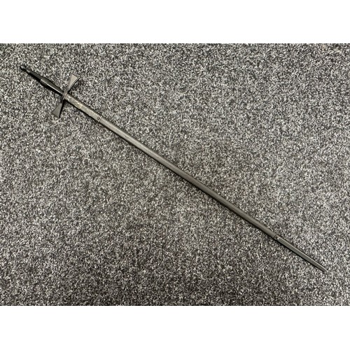 2402 - Masonic Sword with duble sided blade with etched decoration 697mm in length. No makers mark. Turned ... 