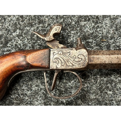 2410 - Percussion Cap Pistol with Octagonal barrel 63mm in length. Bore approx. 13mm. French St. Etienne Pr... 