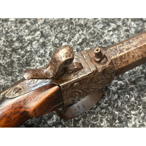 2410 - Percussion Cap Pistol with Octagonal barrel 63mm in length. Bore approx. 13mm. French St. Etienne Pr... 