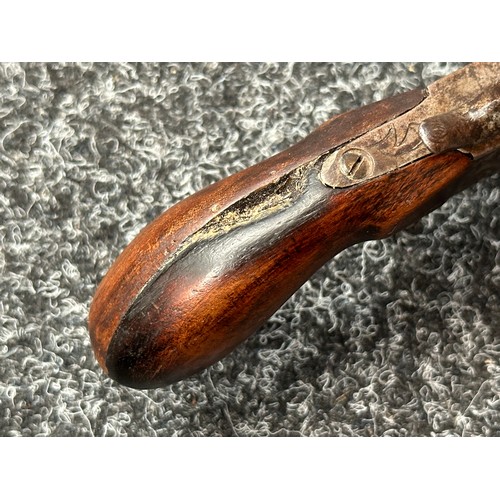 2410 - Percussion Cap Pistol with Octagonal barrel 63mm in length. Bore approx. 13mm. French St. Etienne Pr... 